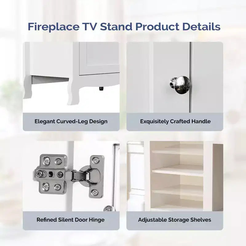 Farmhouse 58'' TV Stand For Tvs Up To 70'' With Electric Fireplace And Adjustable Shelves