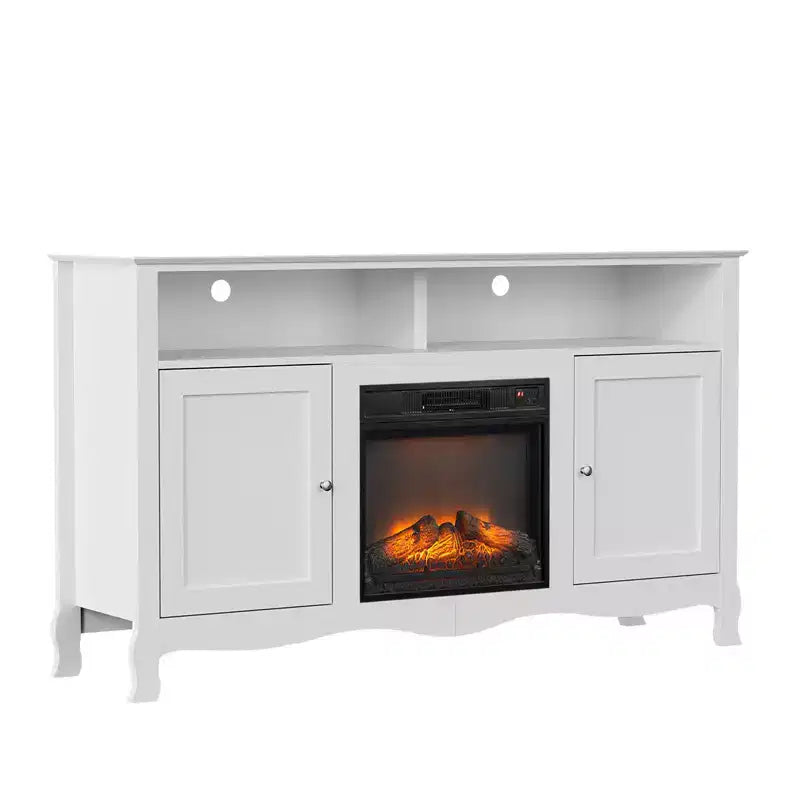Farmhouse 58'' TV Stand For Tvs Up To 70'' With Electric Fireplace And Adjustable Shelves