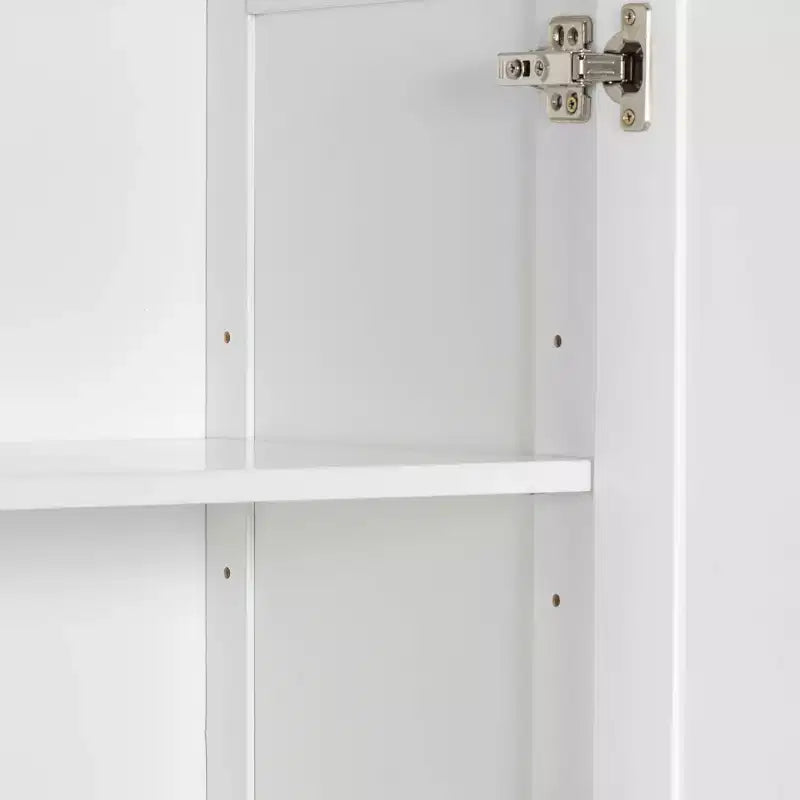 MAYEERTY Tall Bathroom Cabinet Laundry Basket Tilt-Out Hamper Upper Storage White
