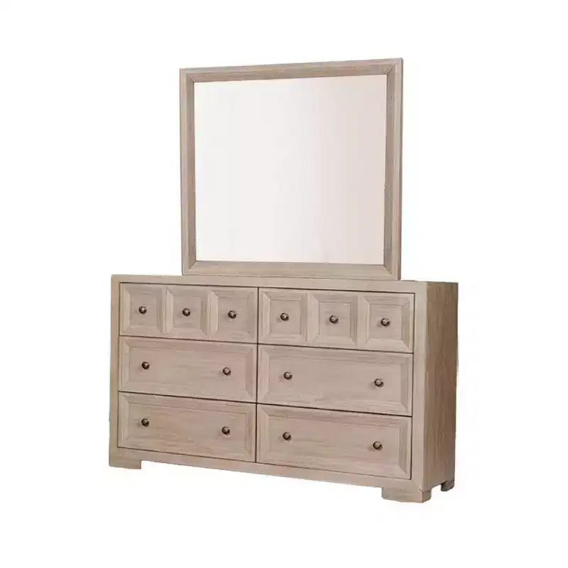 Royal Hampton Dresser Mirror, Modern Classic Oak Beige Solid Wood, 42 Inch