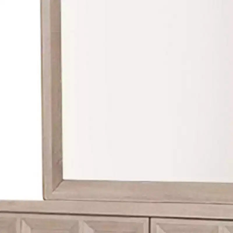 Royal Hampton Dresser Mirror, Modern Classic Oak Beige Solid Wood, 42 Inch