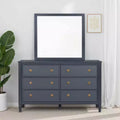 Royal Hampton Dresser Mirror, Subtle French Design, Blue Solid Wood, 40 Inch