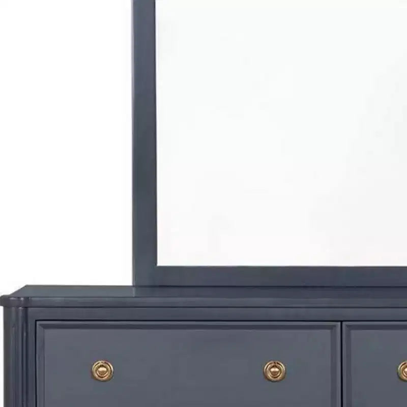 Royal Hampton Dresser Mirror, Subtle French Design, Blue Solid Wood, 40 Inch