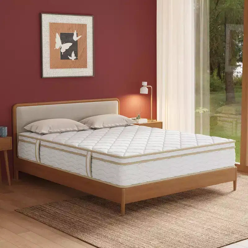 Whisen 12 Queen Hybrid Mattress, Motion Isolation Mattress, Memory Foam Mattress, Pocket Innerspring, Quilted Cover - White