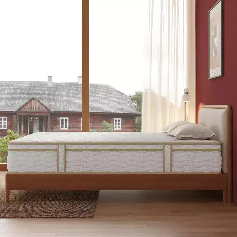 Whisen 12 Queen Hybrid Mattress, Motion Isolation Mattress, Memory Foam Mattress, Pocket Innerspring, Quilted Cover - White