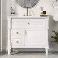 MAYEERTY 24 Bathroom Vanity with Sink Solid Wood MDF 2 Drawers 1 Door Adjustable Shelf Black