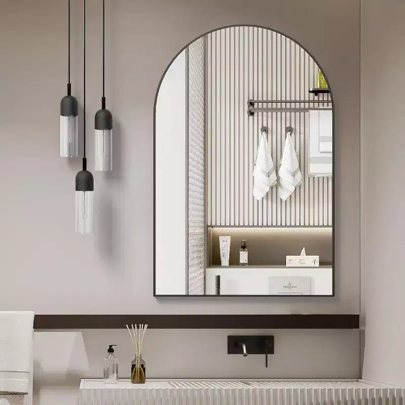 TUYOHW 24x32 Inch Wall Mount Bathroom Mirror,Arched Wall Mount Vanity Mirror for Bathroom,Bedroom