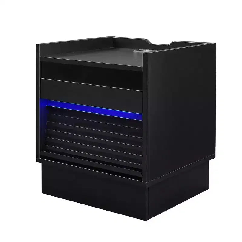 Zeus & Ruta Mid Century Modern Nightstand with Charging Station, 2 Drawers for Bedroom/Living Room