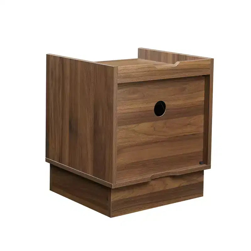 Zeus & Ruta Mid Century Modern Nightstand with Charging Station, 2 Drawers for Bedroom/Living Room