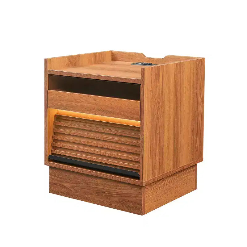 Zeus & Ruta Mid Century Modern Nightstand with Charging Station, 2 Drawers for Bedroom/Living Room