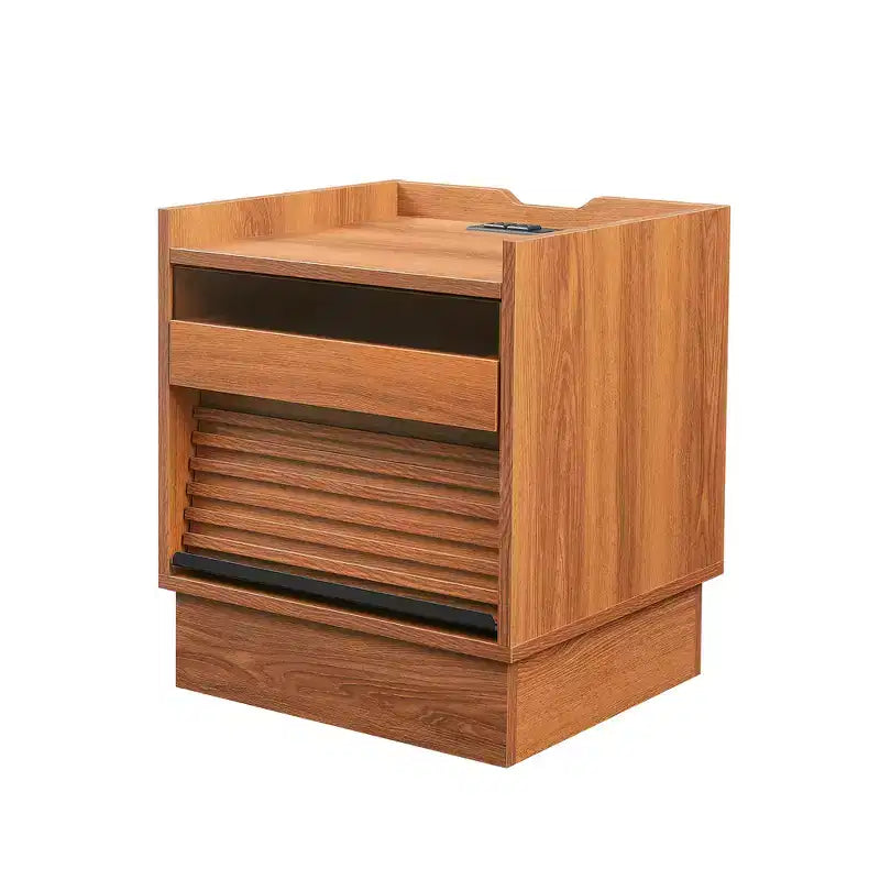 Zeus & Ruta Mid Century Modern Nightstand with Charging Station, 2 Drawers for Bedroom/Living Room