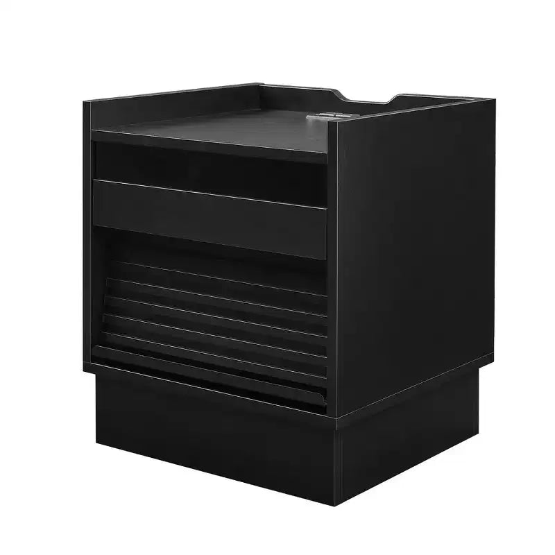 Zeus & Ruta Mid Century Modern Nightstand with Charging Station, 2 Drawers for Bedroom/Living Room