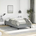 Bed Frame Light Gray Polyester, Plywood, Engineered Wood Twin XL