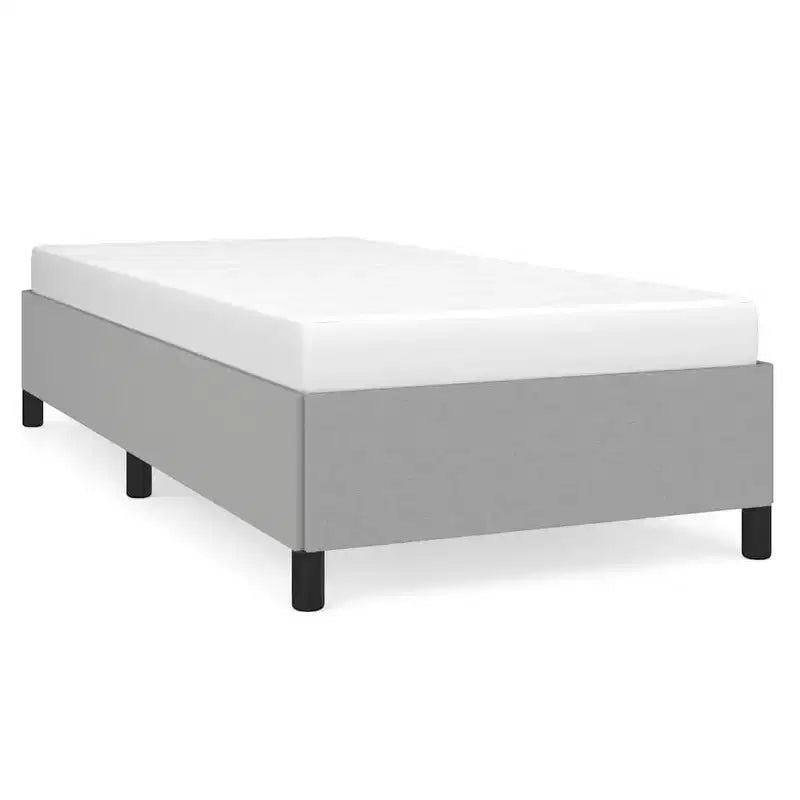 Bed Frame Light Gray Polyester, Plywood, Engineered Wood Twin XL