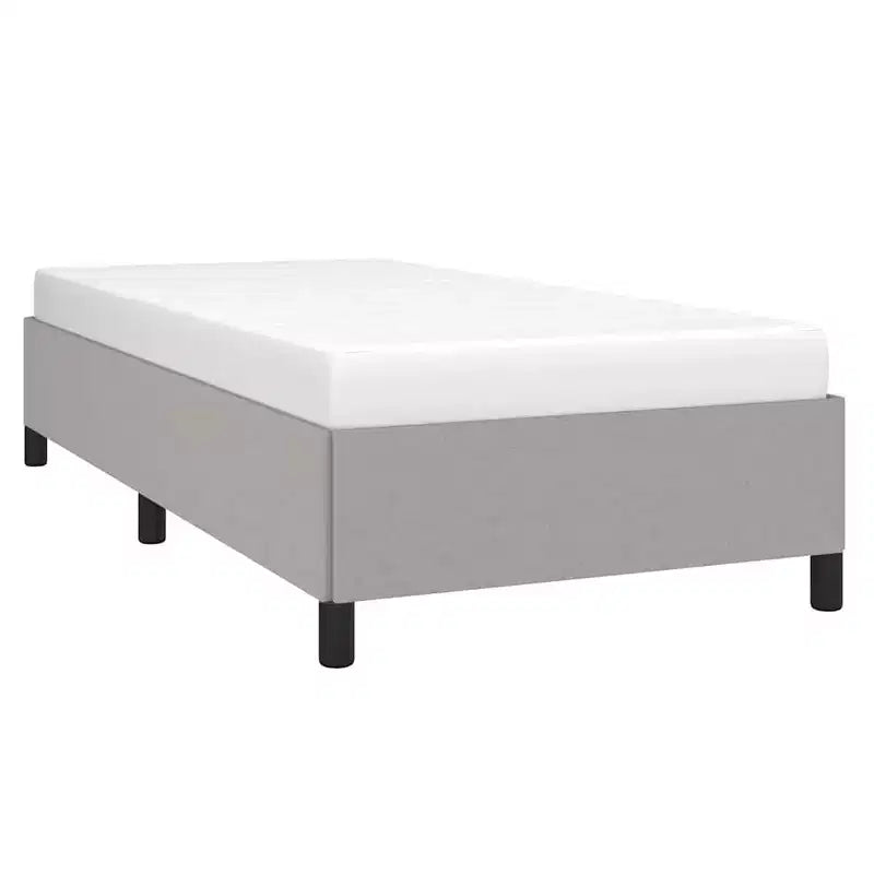 Bed Frame Light Gray Polyester, Plywood, Engineered Wood Twin XL