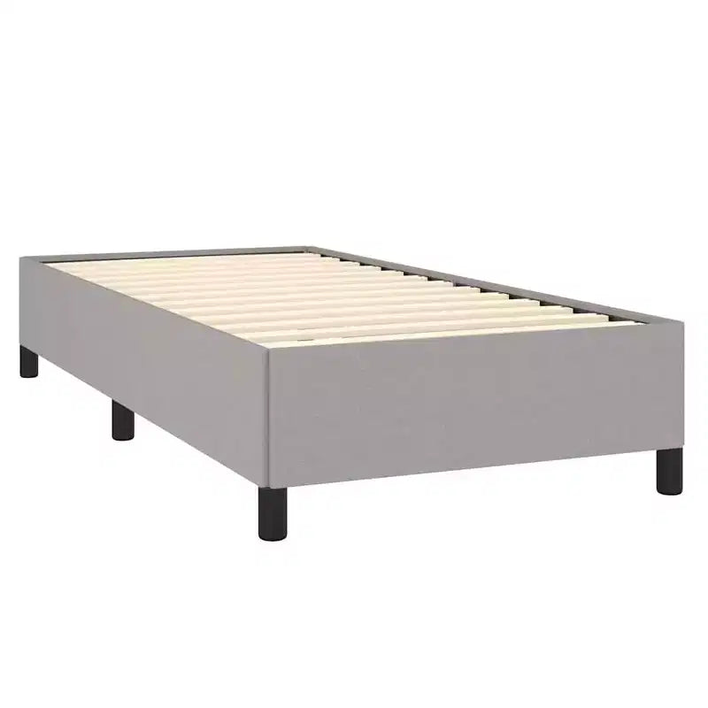 Bed Frame Light Gray Polyester, Plywood, Engineered Wood Twin XL