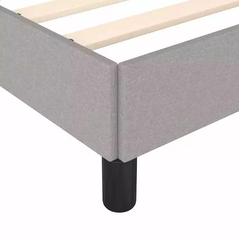 Bed Frame Light Gray Polyester, Plywood, Engineered Wood Twin XL