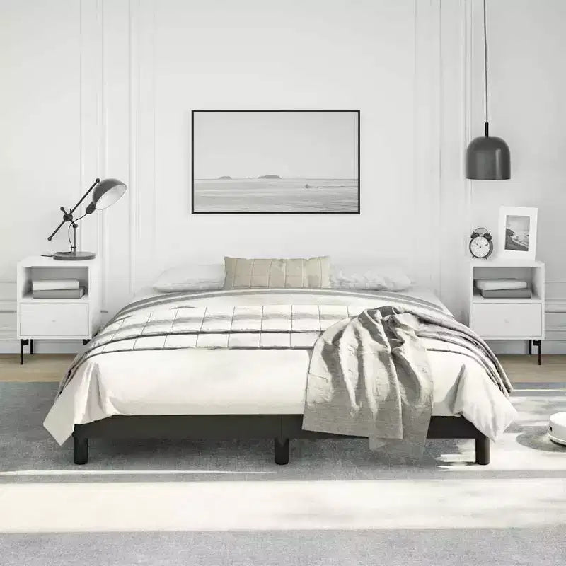 Bed Frame Black Faux leather, plywood, engineered wood Queen