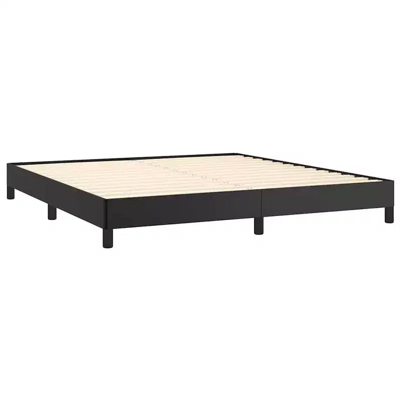 Bed Frame Black Faux leather, plywood, engineered wood Queen