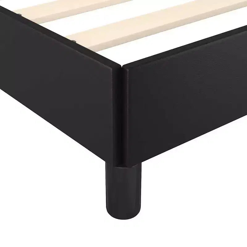Bed Frame Black Faux leather, plywood, engineered wood Queen
