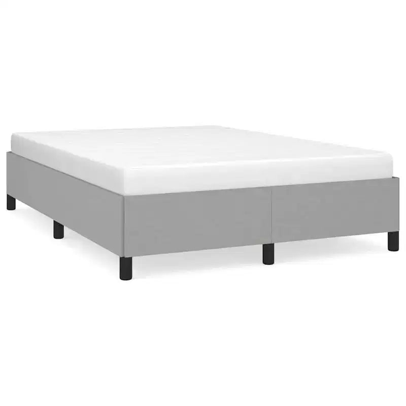 Bed Frame Light grey Polyester, Plywood, Engineered wood Queen