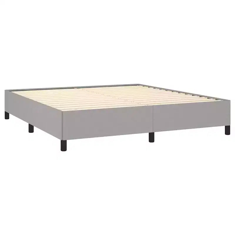 Bed Frame Light grey Polyester, Plywood, Engineered wood Queen
