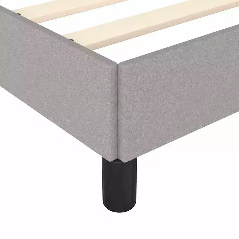 Bed Frame Light grey Polyester, Plywood, Engineered wood Queen