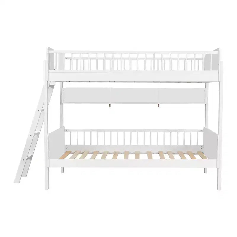 Whisen Twin Size Wooden Bunk Bed & Bed Frame with 3 Storage Shelves, Full-length Guardrail, Ladder