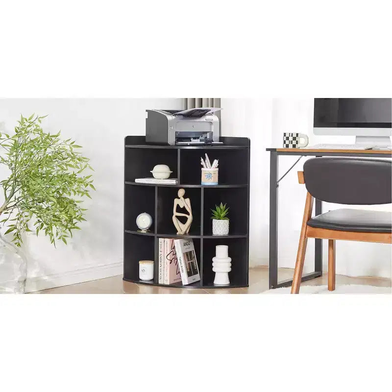 VECELO Corner Cabinet, 3-Tier Cube Storage Organizer, Triangle Bookcases with 8 Cubbies