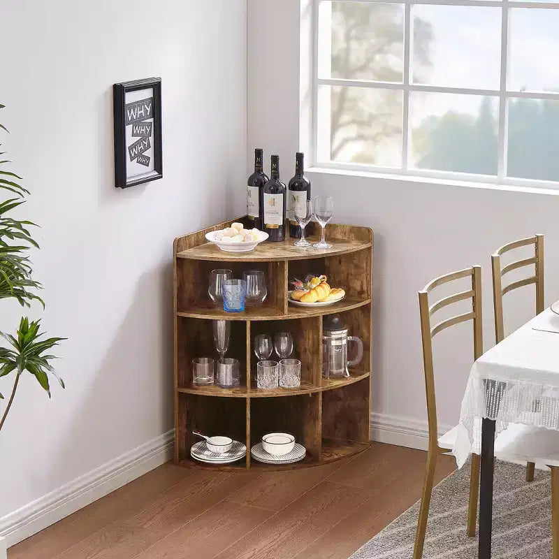 VECELO Corner Cabinet, 3-Tier Cube Storage Organizer, Triangle Bookcases with 8 Cubbies