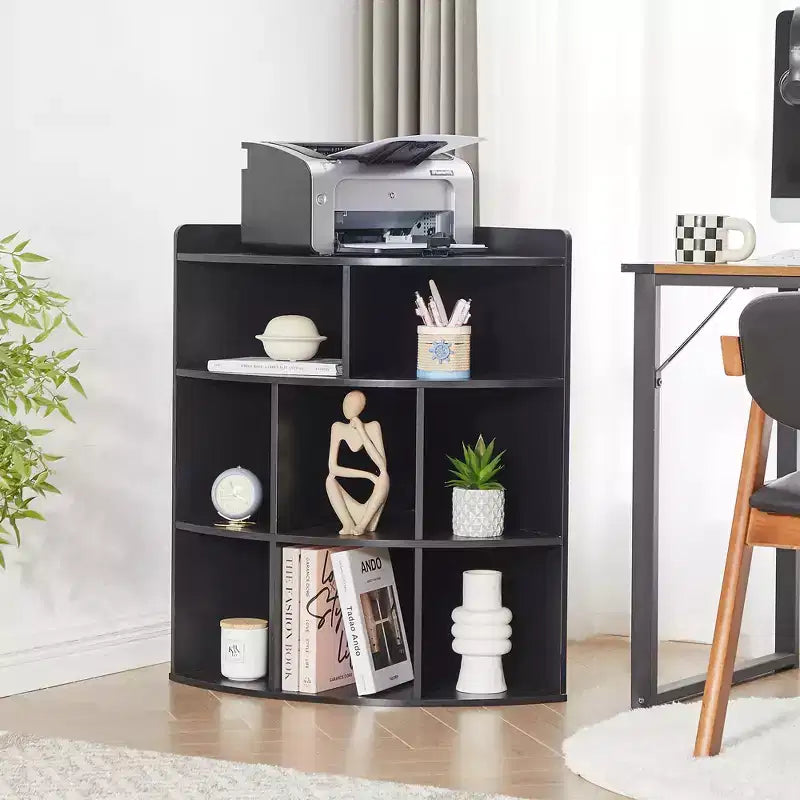 VECELO Corner Cabinet, 3-Tier Cube Storage Organizer, Triangle Bookcases with 8 Cubbies