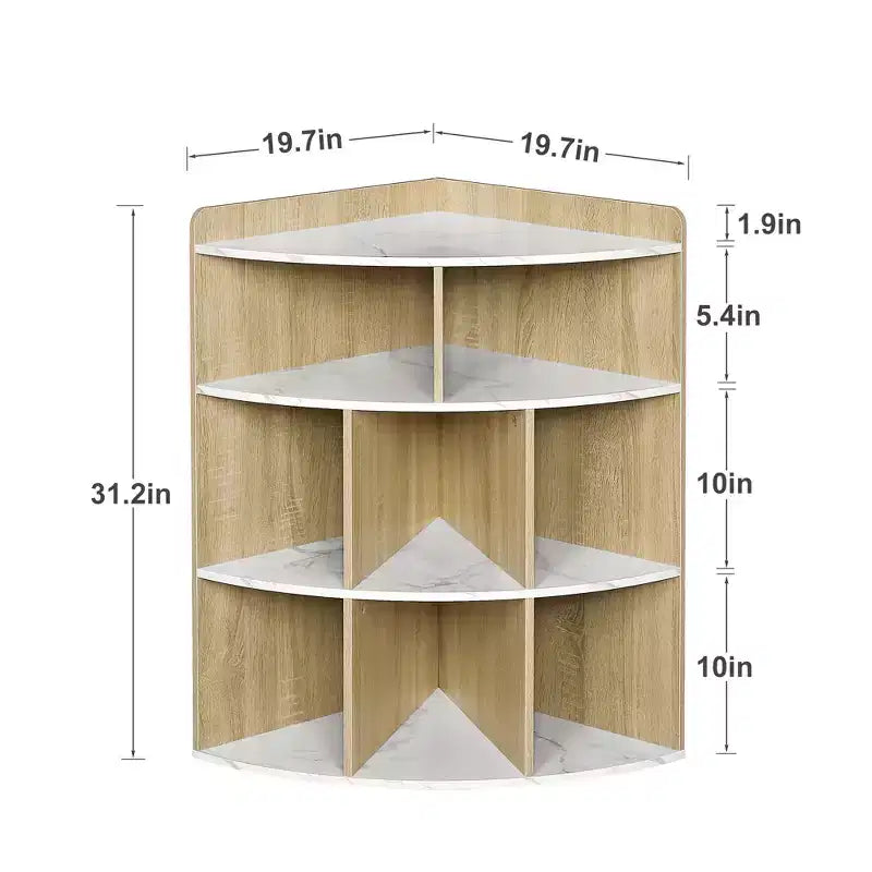 VECELO Corner Cabinet, 3-Tier Cube Storage Organizer, Triangle Bookcases with 8 Cubbies