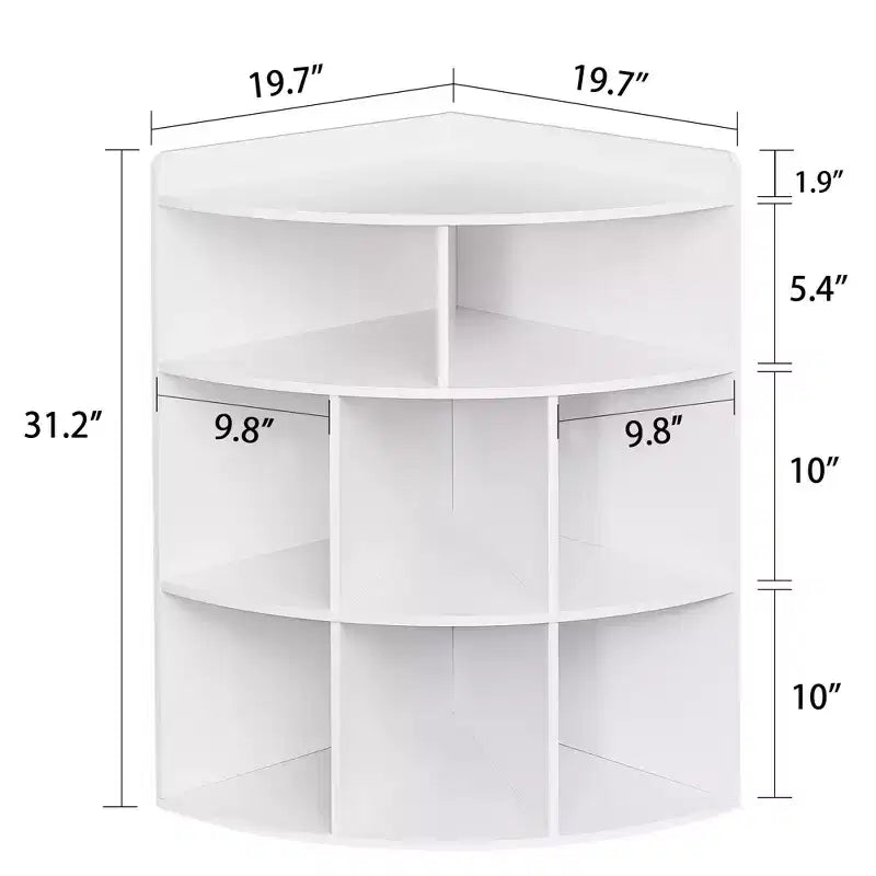 VECELO Corner Cabinet, 3-Tier Cube Storage Organizer, Triangle Bookcases with 8 Cubbies
