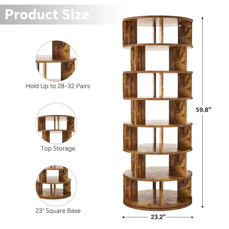 7-Tier Shoe Rack, 28-32 Pair Rotating Shoe Rack Tower