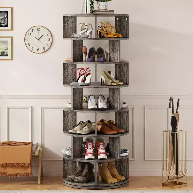 7-Tier Shoe Rack, 28-32 Pair Rotating Shoe Rack Tower