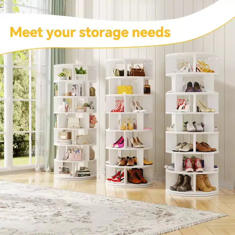 7-Tier Shoe Rack, 28-32 Pair Rotating Shoe Rack Tower