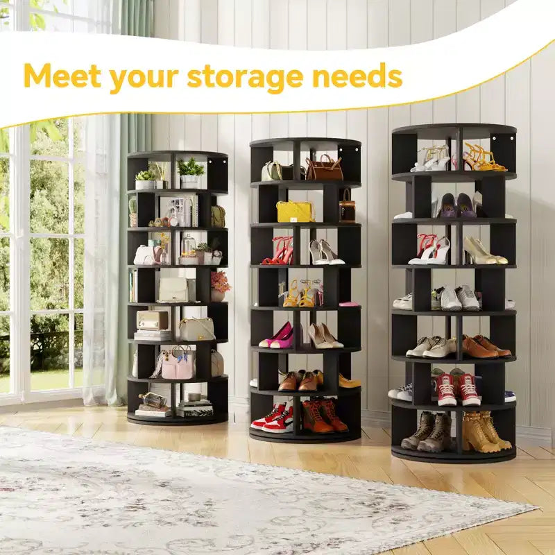 7-Tier Shoe Rack, 28-32 Pair Rotating Shoe Rack Tower