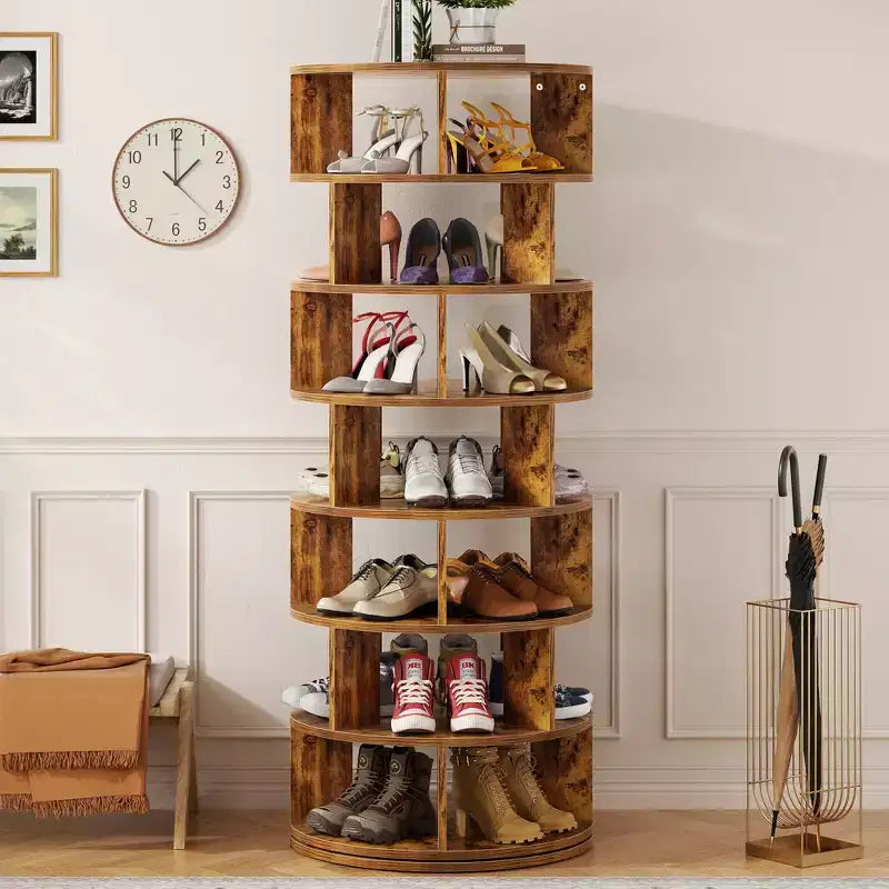7-Tier Shoe Rack, 28-32 Pair Rotating Shoe Rack Tower