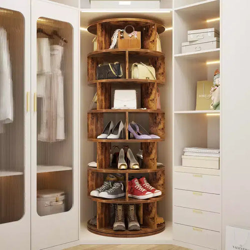 7-Tier Shoe Rack, 28-32 Pair Rotating Shoe Rack Tower