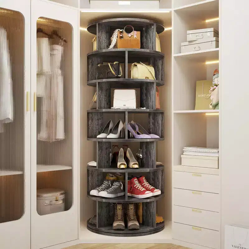 7-Tier Shoe Rack, 28-32 Pair Rotating Shoe Rack Tower