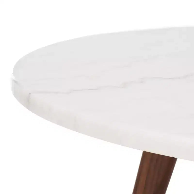 Syrio Round Marble Coffee Table - COF8100A - Marble/Walnut - Safavieh
