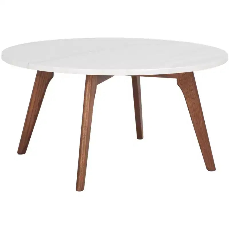 Syrio Round Marble Coffee Table - COF8100A - Marble/Walnut - Safavieh