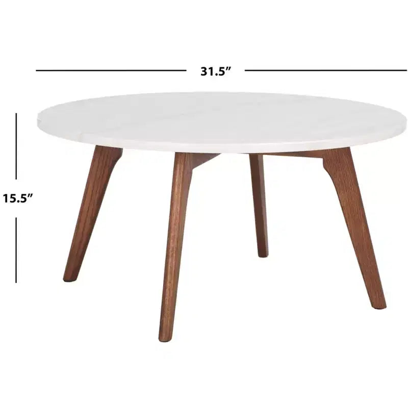 Syrio Round Marble Coffee Table - COF8100A - Marble/Walnut - Safavieh