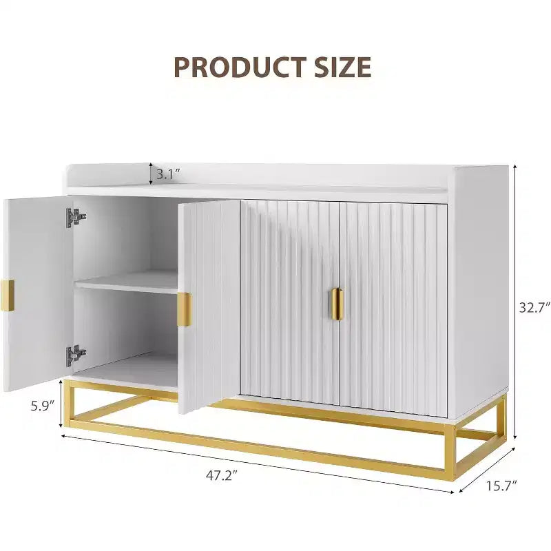 47.2 Sideboard Cabinet, Modern Kitchen Sideboard Adjustable Shelves, Media Console Buffet Cabinet with Doors for Living Room, Kitchen, Entryway