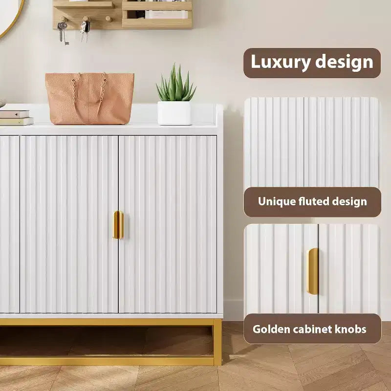 47.2 Sideboard Cabinet, Modern Kitchen Sideboard Adjustable Shelves, Media Console Buffet Cabinet with Doors for Living Room, Kitchen, Entryway