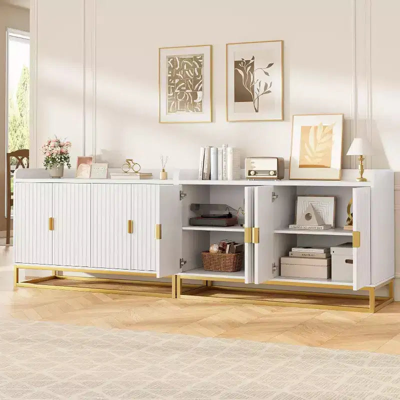 47.2 Sideboard Cabinet, Modern Kitchen Sideboard Adjustable Shelves, Media Console Buffet Cabinet with Doors for Living Room, Kitchen, Entryway