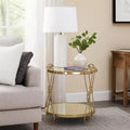 Royal Hampton End Table with Mirrored Top and 1 Bottom shelf, Gold and Clear
