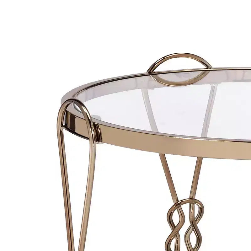 Royal Hampton End Table with Mirrored Top and 1 Bottom shelf, Gold and Clear