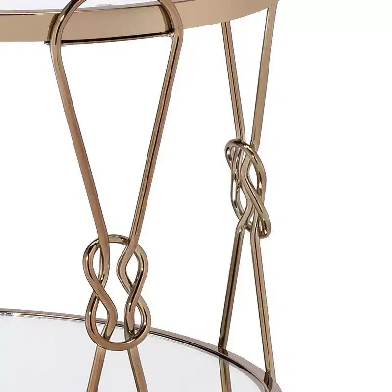 Royal Hampton End Table with Mirrored Top and 1 Bottom shelf, Gold and Clear