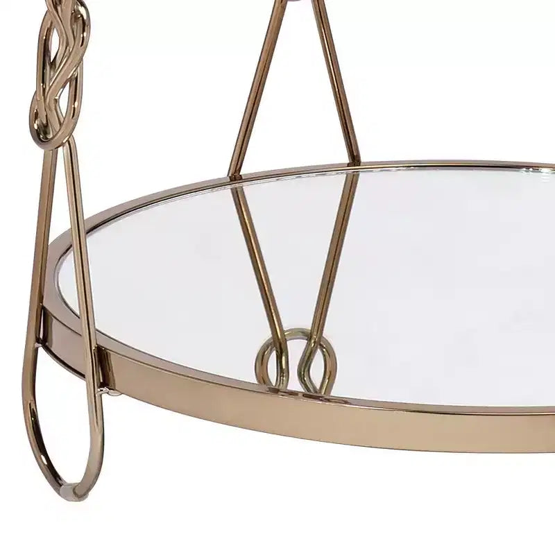 Royal Hampton End Table with Mirrored Top and 1 Bottom shelf, Gold and Clear